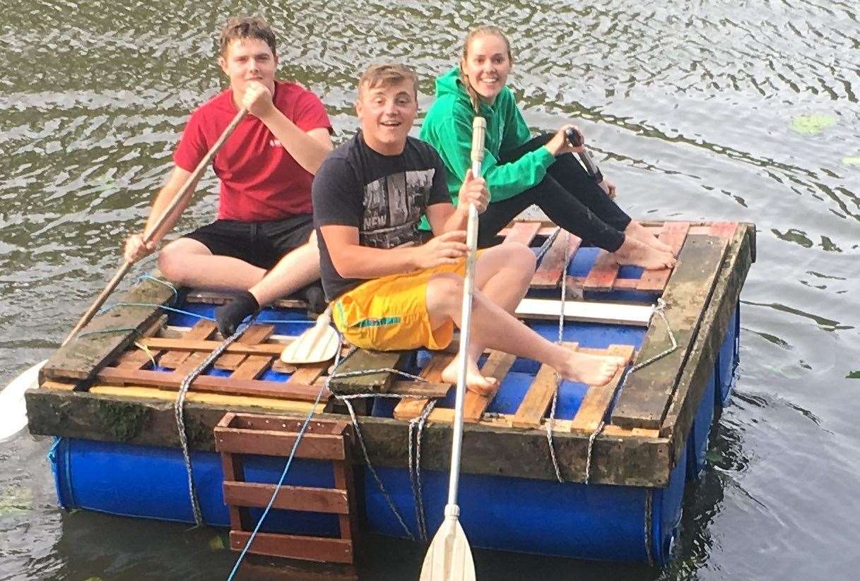 Natasha Simpson's team of Scout leaders with their raft race team