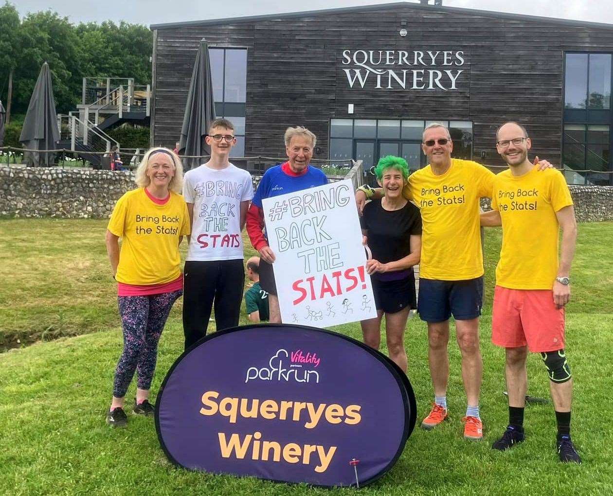 From left, Bring Back the Stats supporters Mandy Green, Cameron Hartley, Richard Pitcairn-Knowles, Lucie Wentworth, Andrew Harris and Will Hartley. Picture: Will Hartley