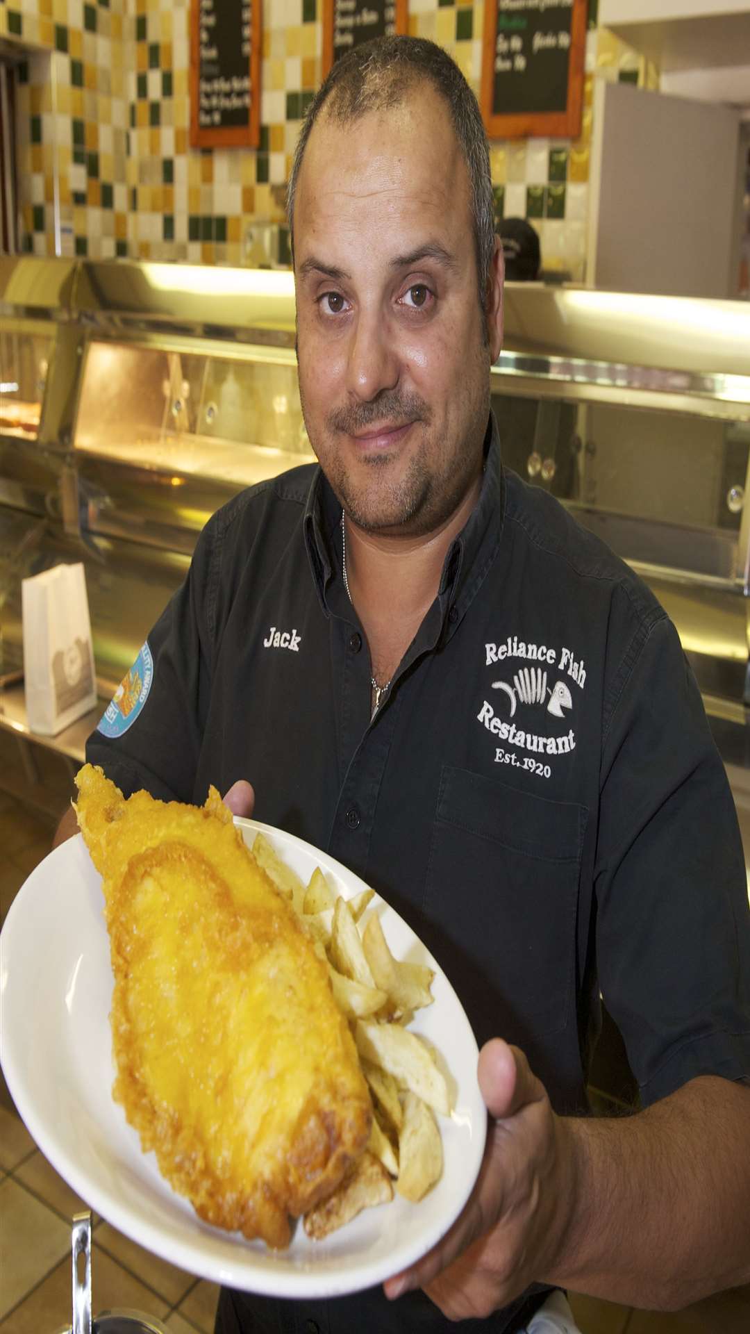 Jack Kamenou at the Reliance Fish Bar, Queen Street, Gravesend