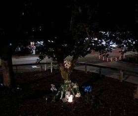 A tribute was put up in the car park opposite Home Bargains in Whitfield. Picture: Jodie Harding