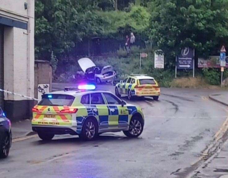 Police at the junction the morning after the crash. Photo Matt Durant