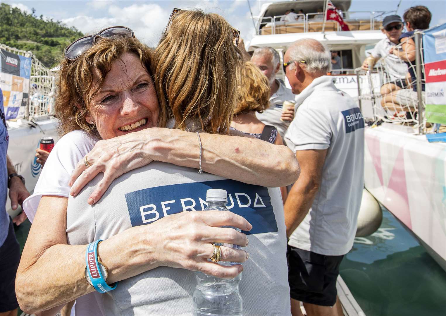 Ellen's family was waiting to greet her on the dock in Airlie Beach