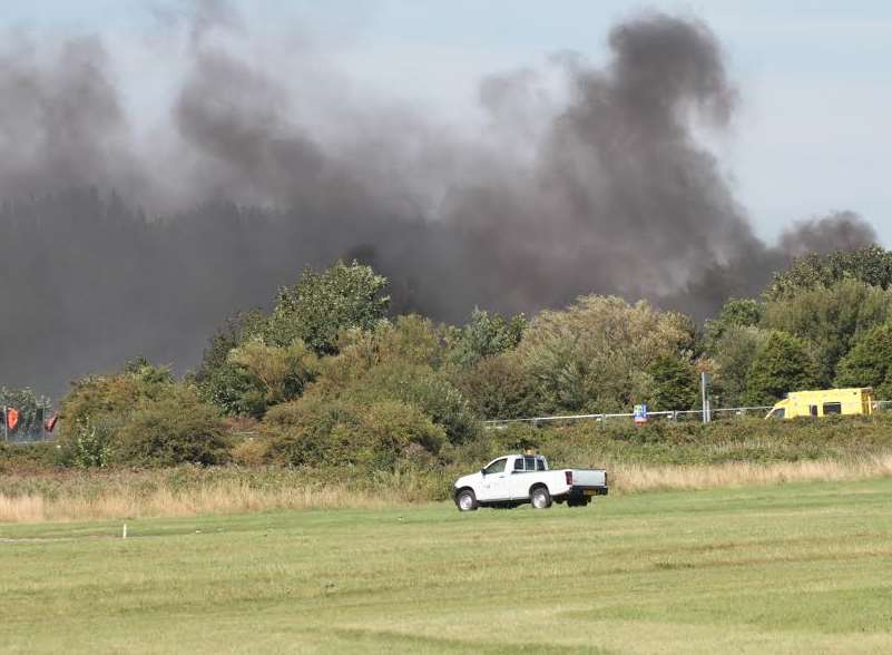 Rescue crews on the scene after the crash in Shoerham on Saturday