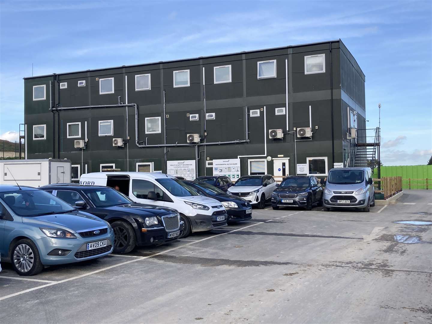 The three-storey temporary office block on the M2 A249 construction site compound at Stockbury. Picture: John Nurden (60445442)