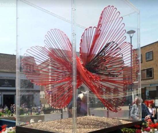 The poppy artwork at Market Square. Picture: Augusta Pearson