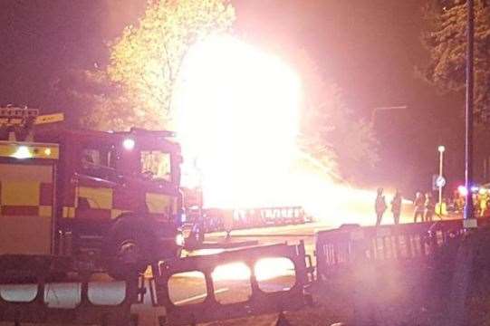 Firefighters at the scene of the gas explosion