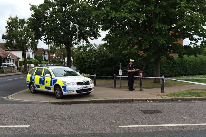 Police officers at the scene of the alleged sex attack