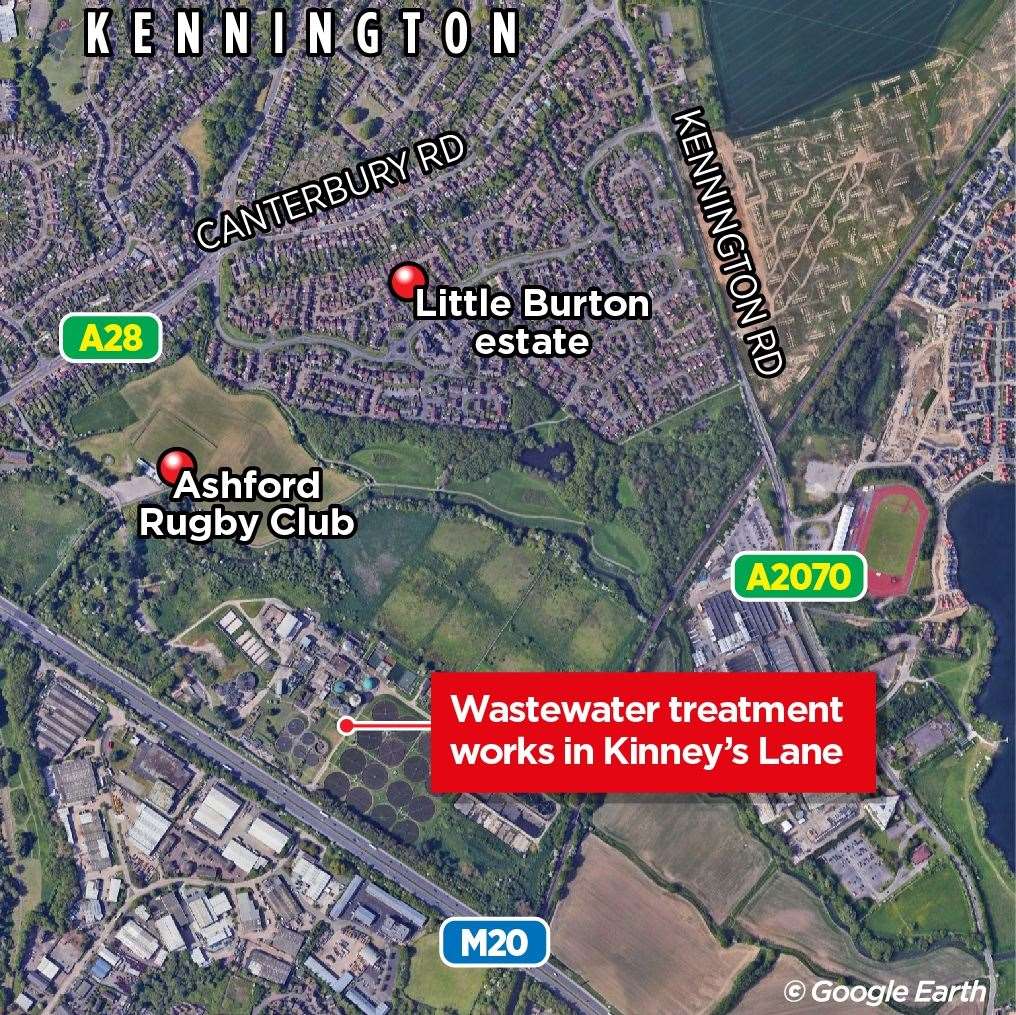 The Ashford Wastewater Treatment Works in Kinney's Lane is 0.2 miles from Little Burton