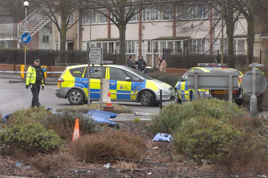 Police at the Tourtell roundabout