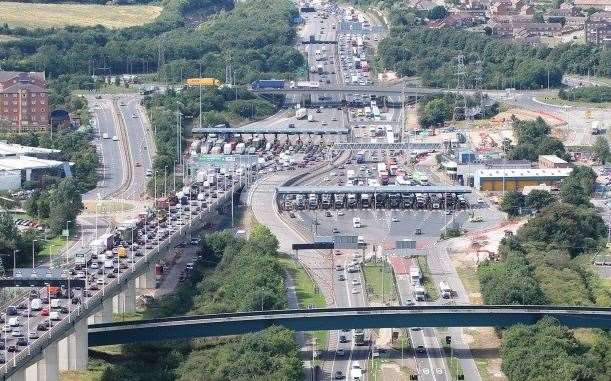 The Dartford Crossing before the toll booths were removed in 2014