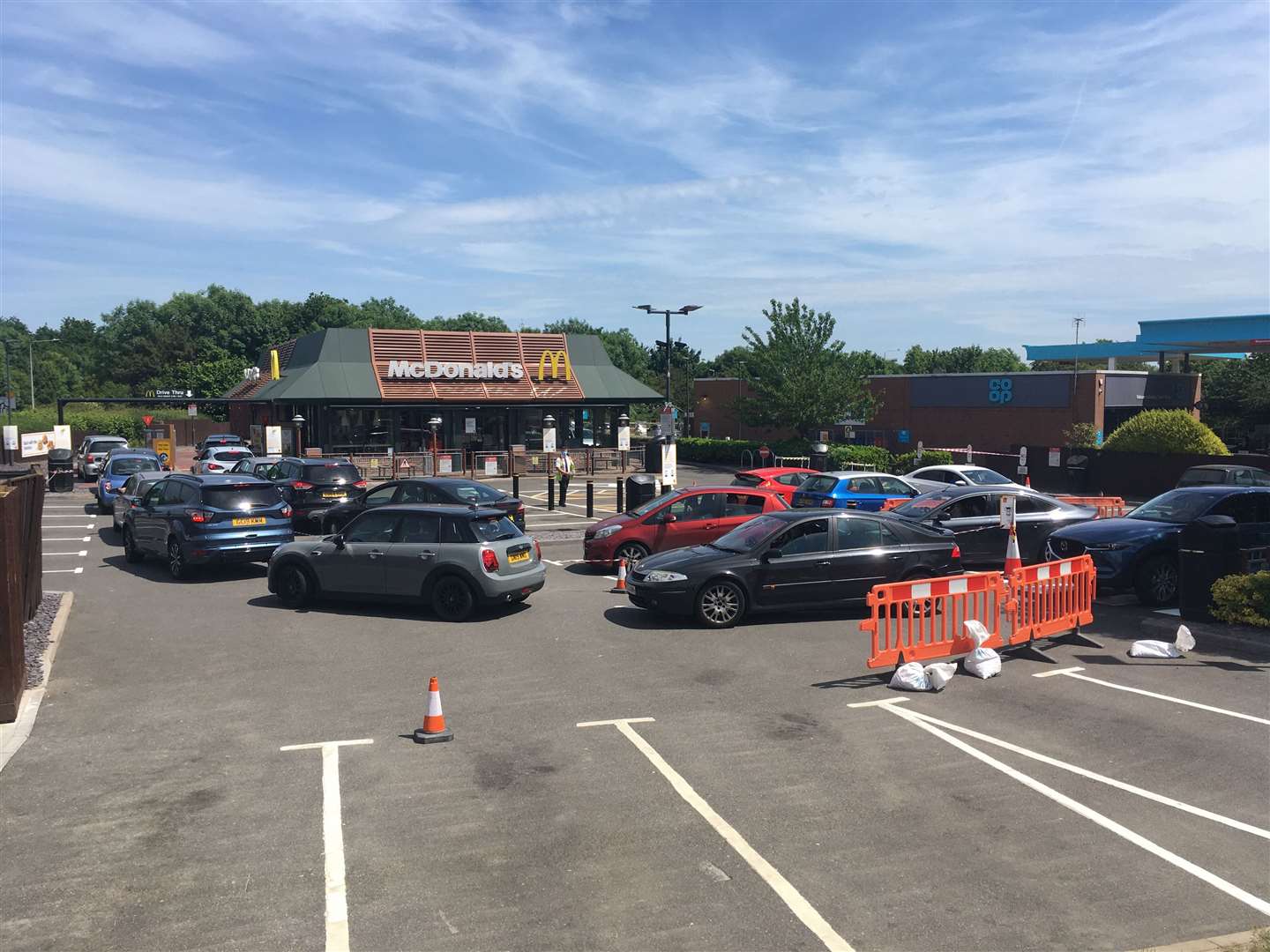 Traffic queues at McDonald's in Bobbing