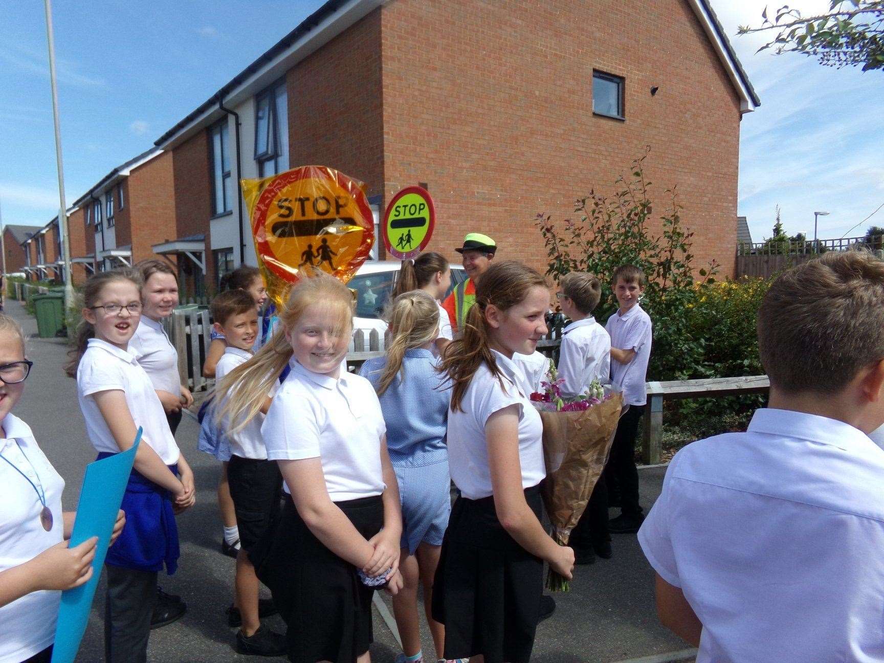 A group of Year 6 pupils went out to Mrs Quinn on her last day. (14827869)