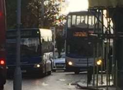 Drivers have taken to social media complaining about the bottleneck of buses at the bottom of Tontine Street and The Old High Street. Picture: Cllr Mary Lawes