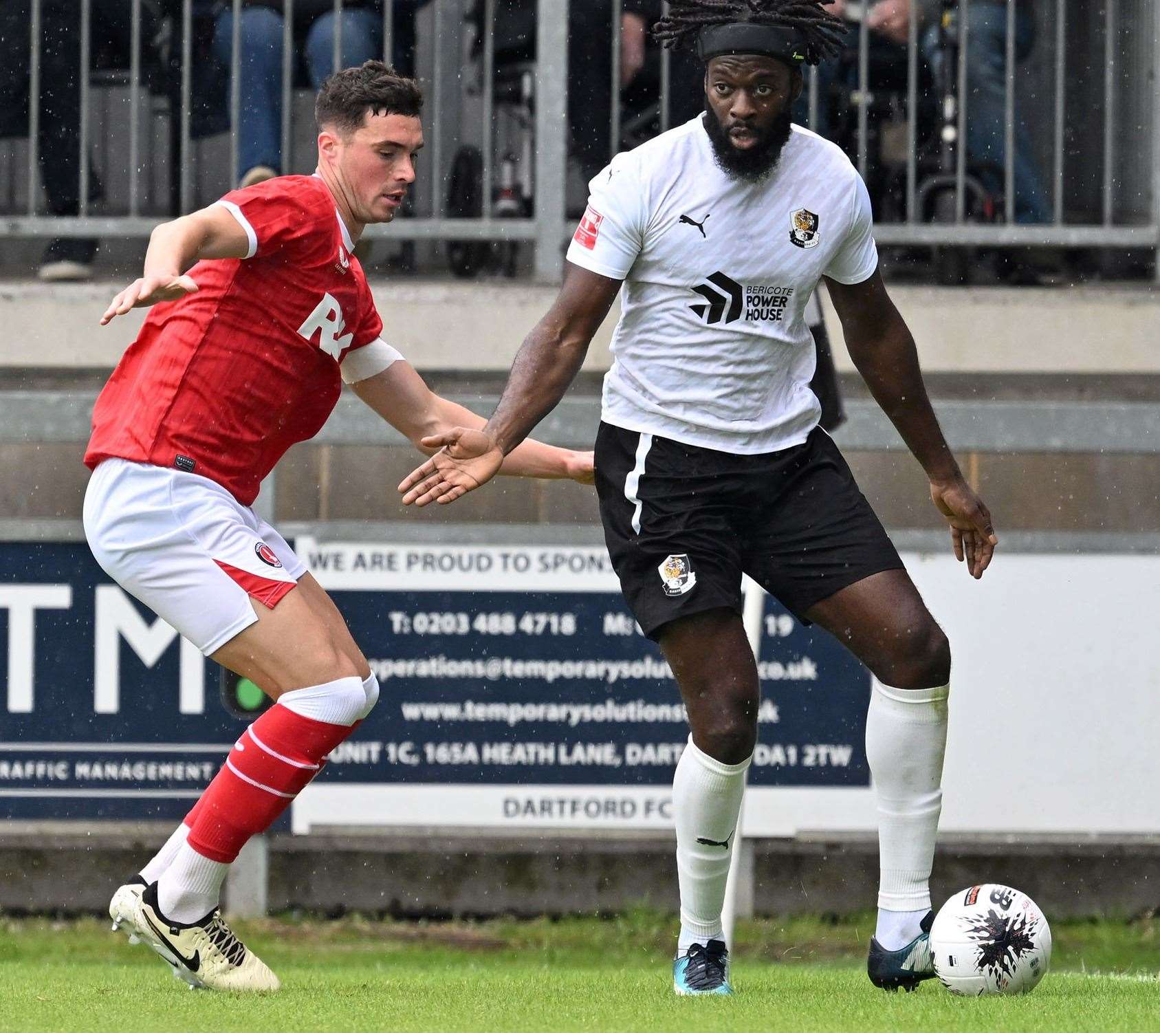 Striker Duane Ofori-Acheampong - was sent off after the final whistle as Dartford lost 2-1 to Bowers & Pitsea in Isthmian Premier on Saturday. Picture: Keith Gillard