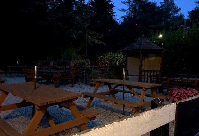 It was a little dark to get a good photo when I left, but the outside seating area to the right of the pub looked decent