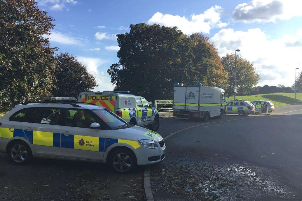 Police safely destroyed a suspected Second World War grenade in Mote Park.