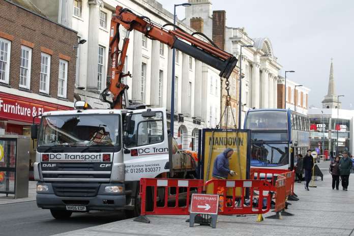 Another bus stop is taken down