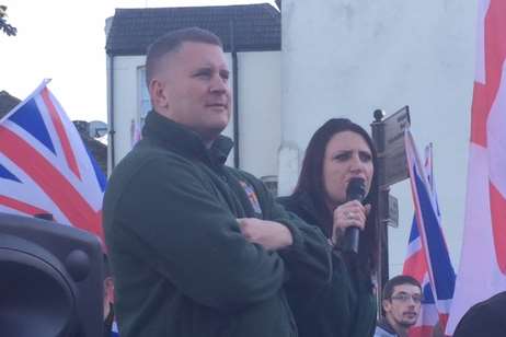 Britain First leader Paul Golding and deputy leader Jayda Fransen