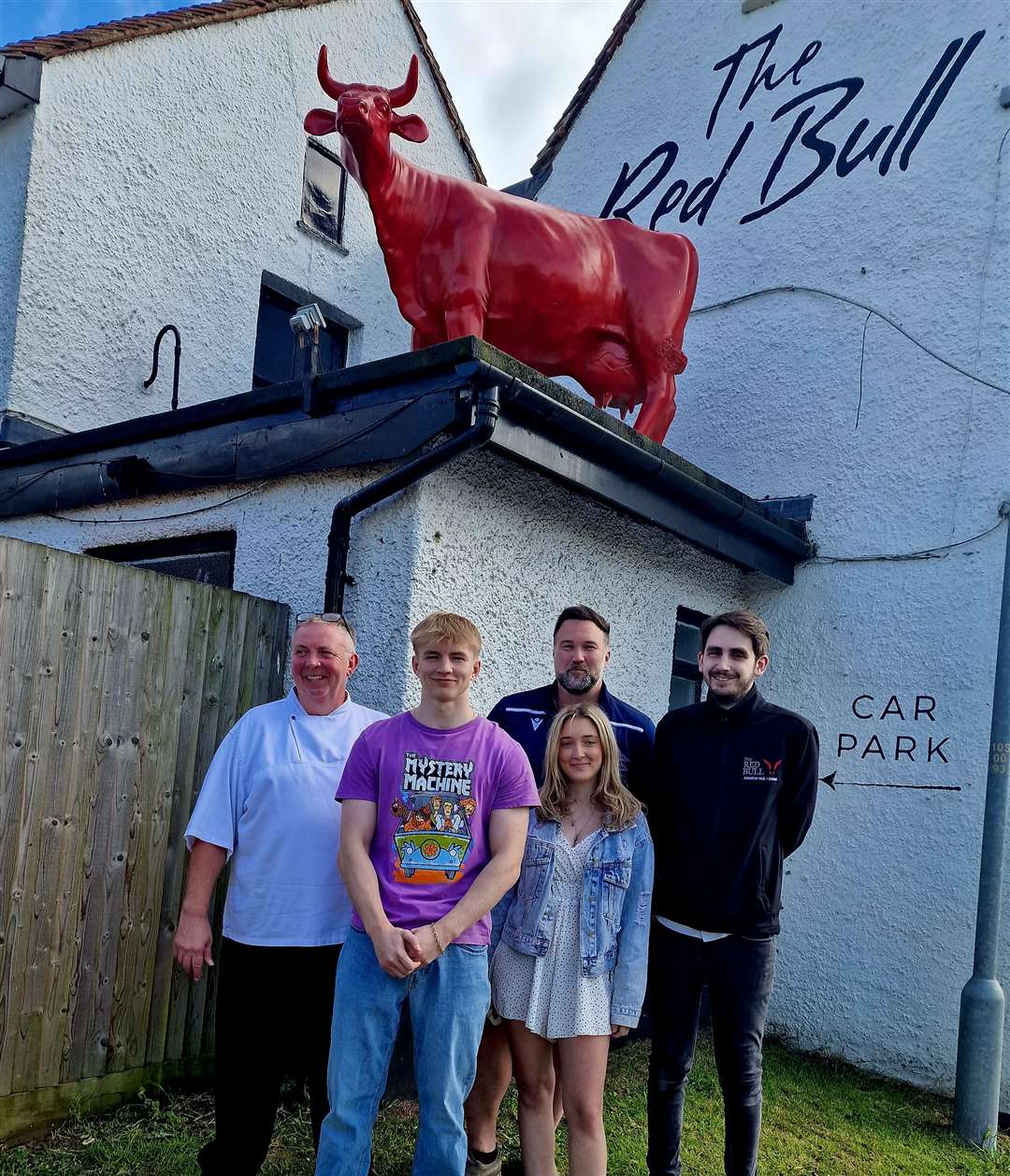 Landlord Tim Gough, pictured middle back, and his team. Picture: Tim Gough