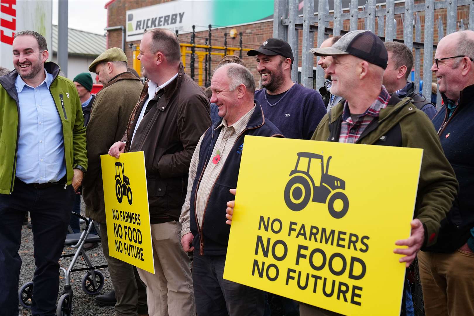 Farmers protesting outside the Northern Farming Conference in Hexham, Northumberland, against the proposals to reform inheritance tax (Owen Humphreys/PA)