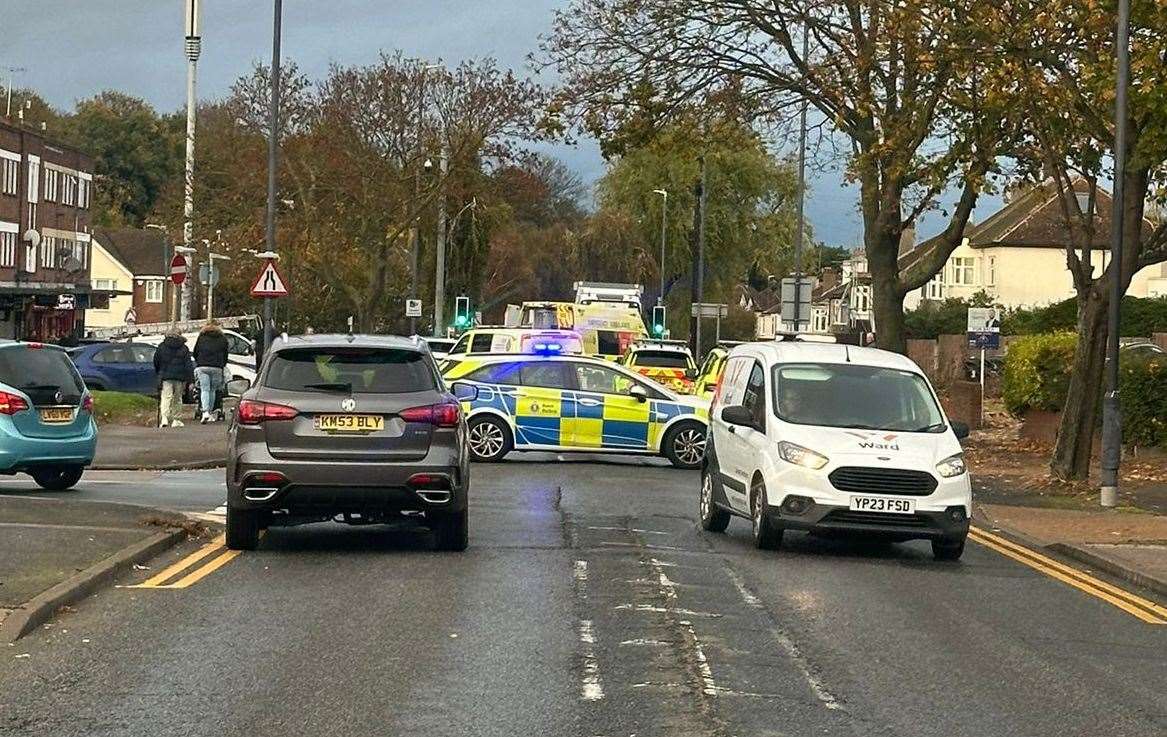 Valley Drive, Gravesend, was blocked in both directions due to an accident