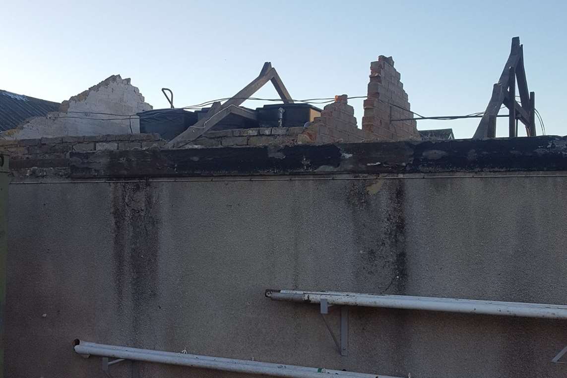 Damage to Woodcombe FC's changing rooms after strong winds