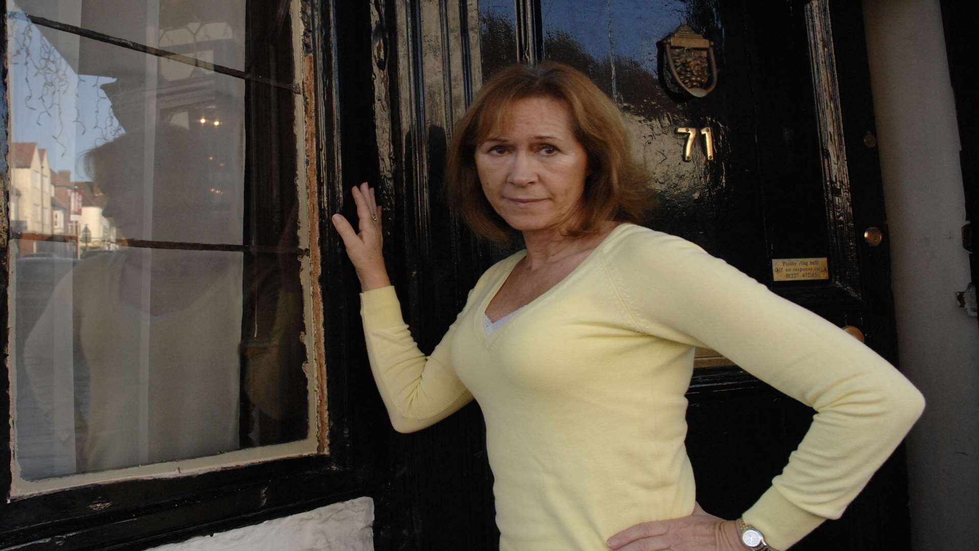 Sandie de Rougemont outside the House of Agnes in St Dunstan's Street.