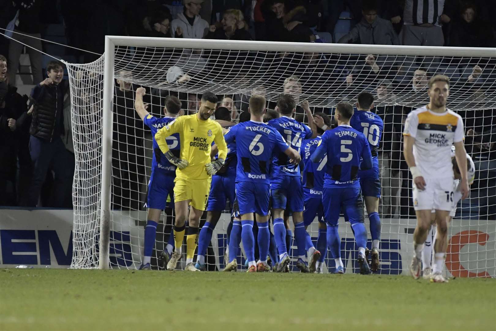 The players celebrate after a winning goal earlier this year. Picture: Barry Goodwin