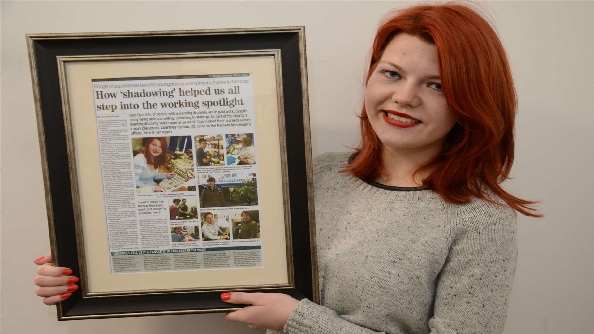 Courtney Oyston, 20, with her Medway Messenger article