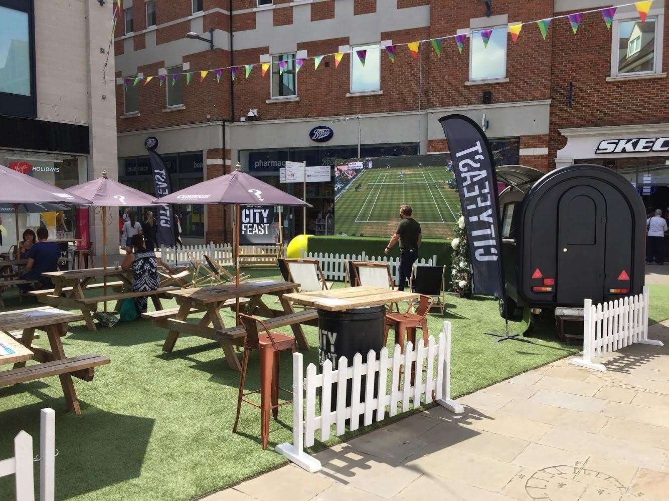 The new seating area in Whitefriars, Canterbury