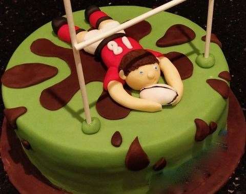 Football goalie cake