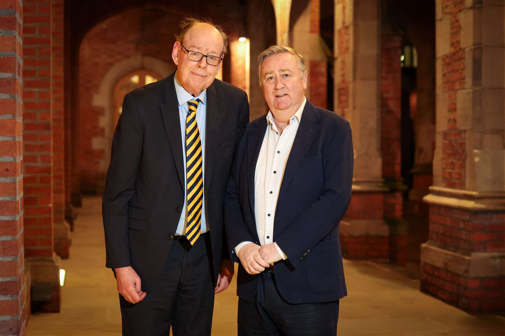 Ken Reid and Stephen Grimason were awarded the Chancellor’s Medal at Queen’s University for services to journalism (Press Eye/PA)