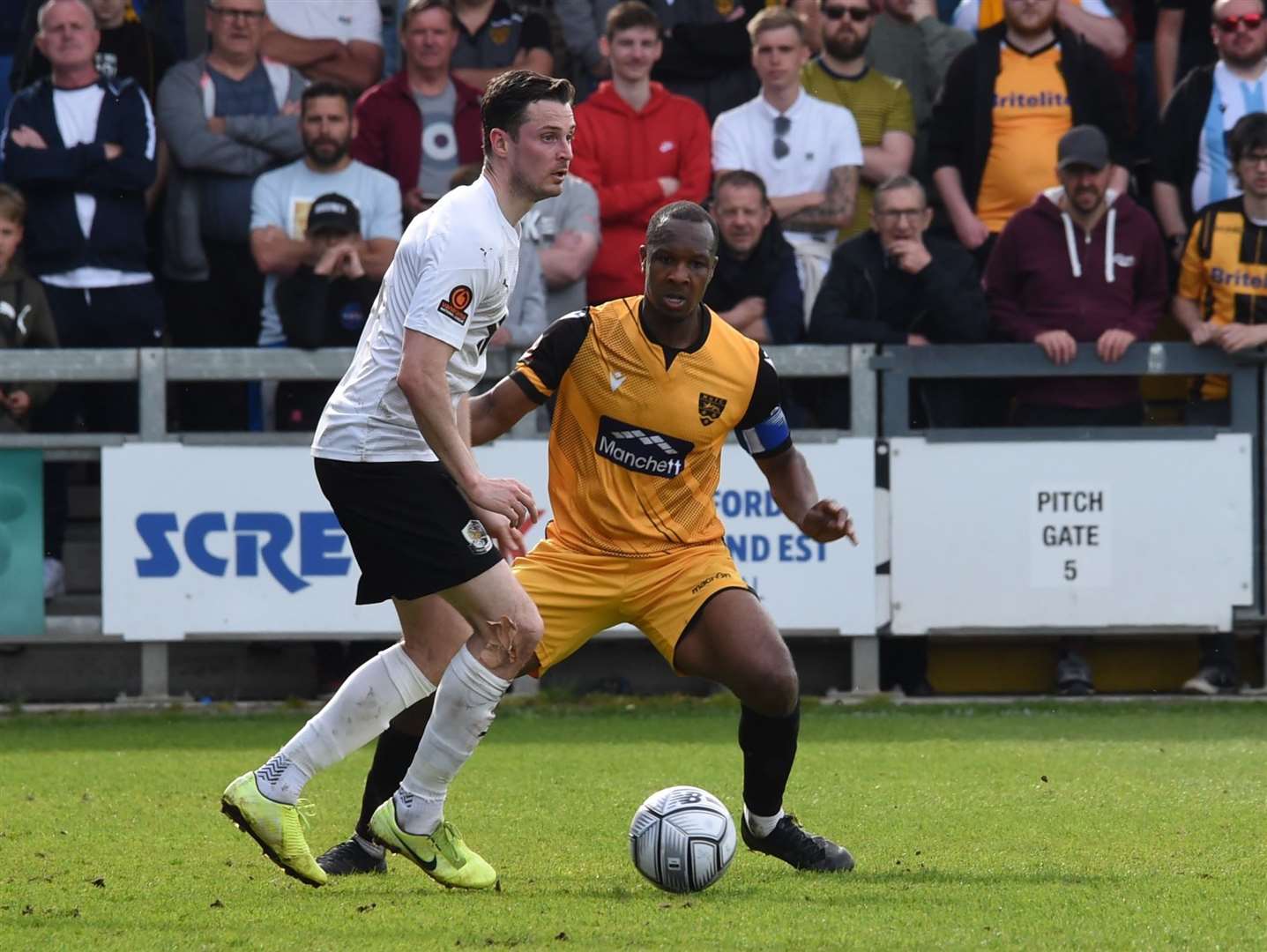 Dartford midfielder Luke Allen plots his next move against Maidstone Picture: Steve Terrell