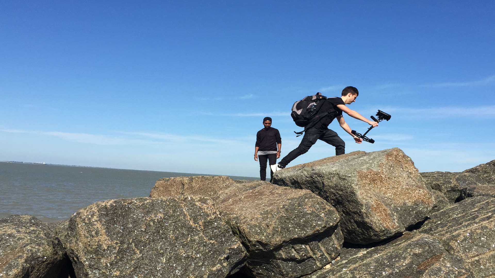 Boy band Nicole Jane filming their video on Sheerness beach on the Isle of Sheppey