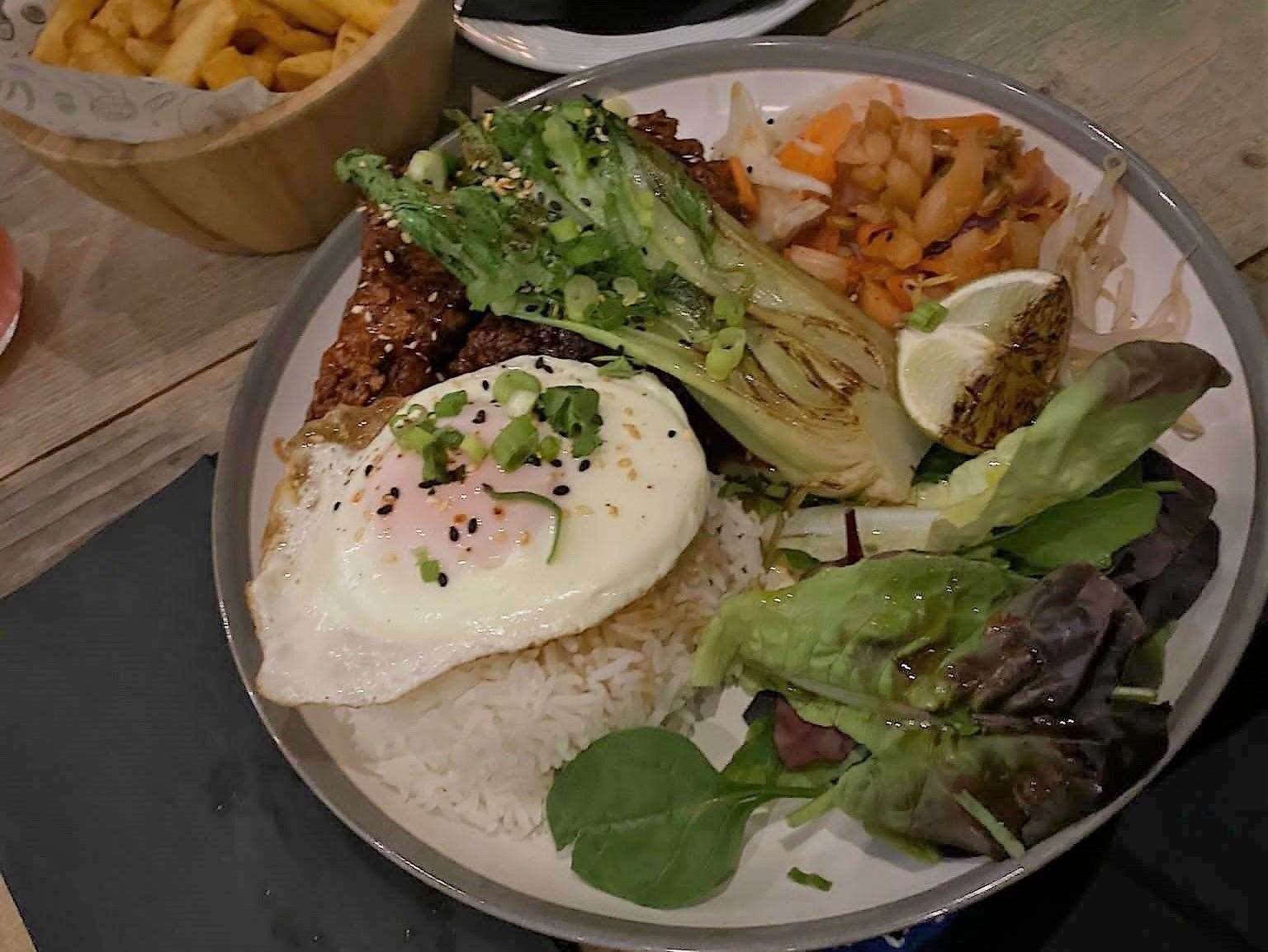 The Korean fried chicken bibimbap at The Bao Baron in Folkestone