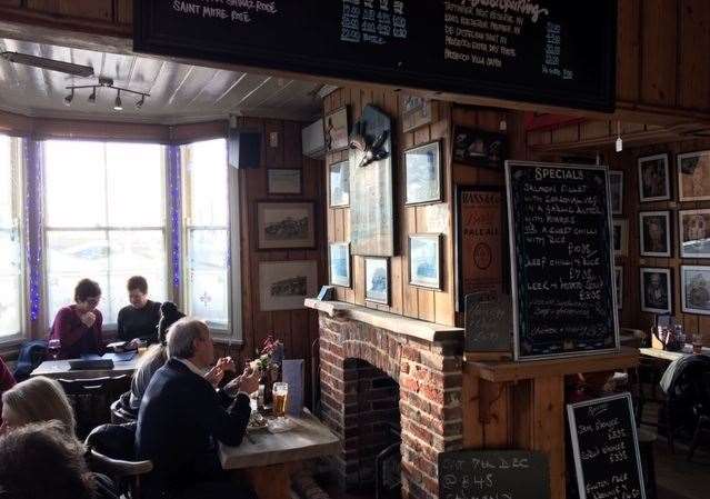 The place was busy for a Monday lunchtime and, although not alight when we were in, I particularly like the fireplace which opened on two sides