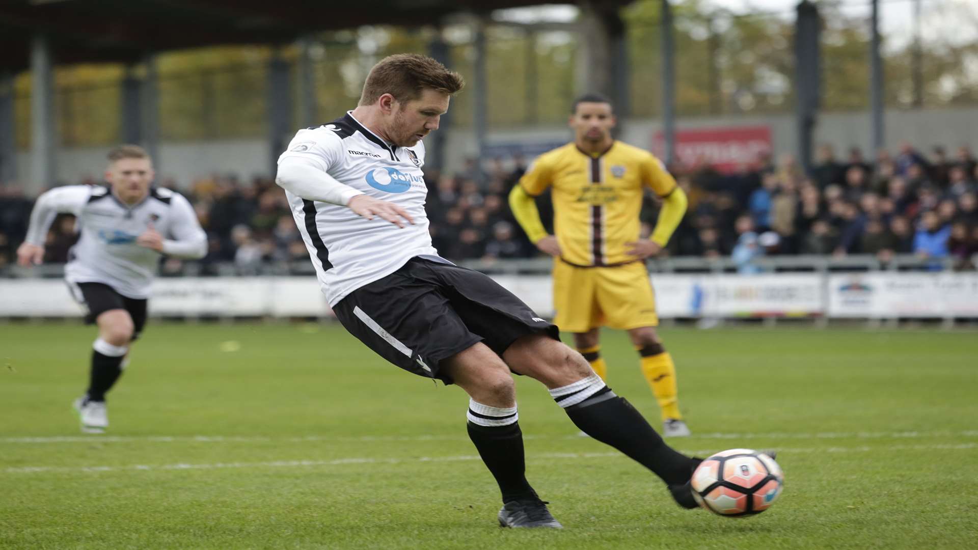 Elliot Bradbrook scores one of his 24 goals for Dartford in 2016-17 Picture: Martin Apps