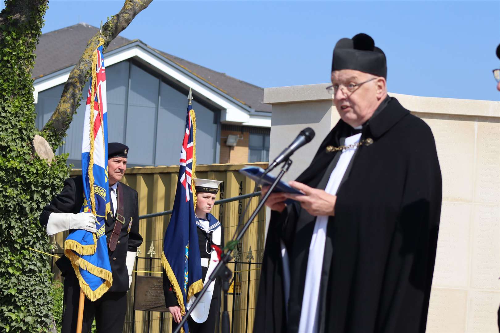 The Rev Colin Johnson led the dedication ceremony for the new memorial wall at Sheerness war memorial on Sunday