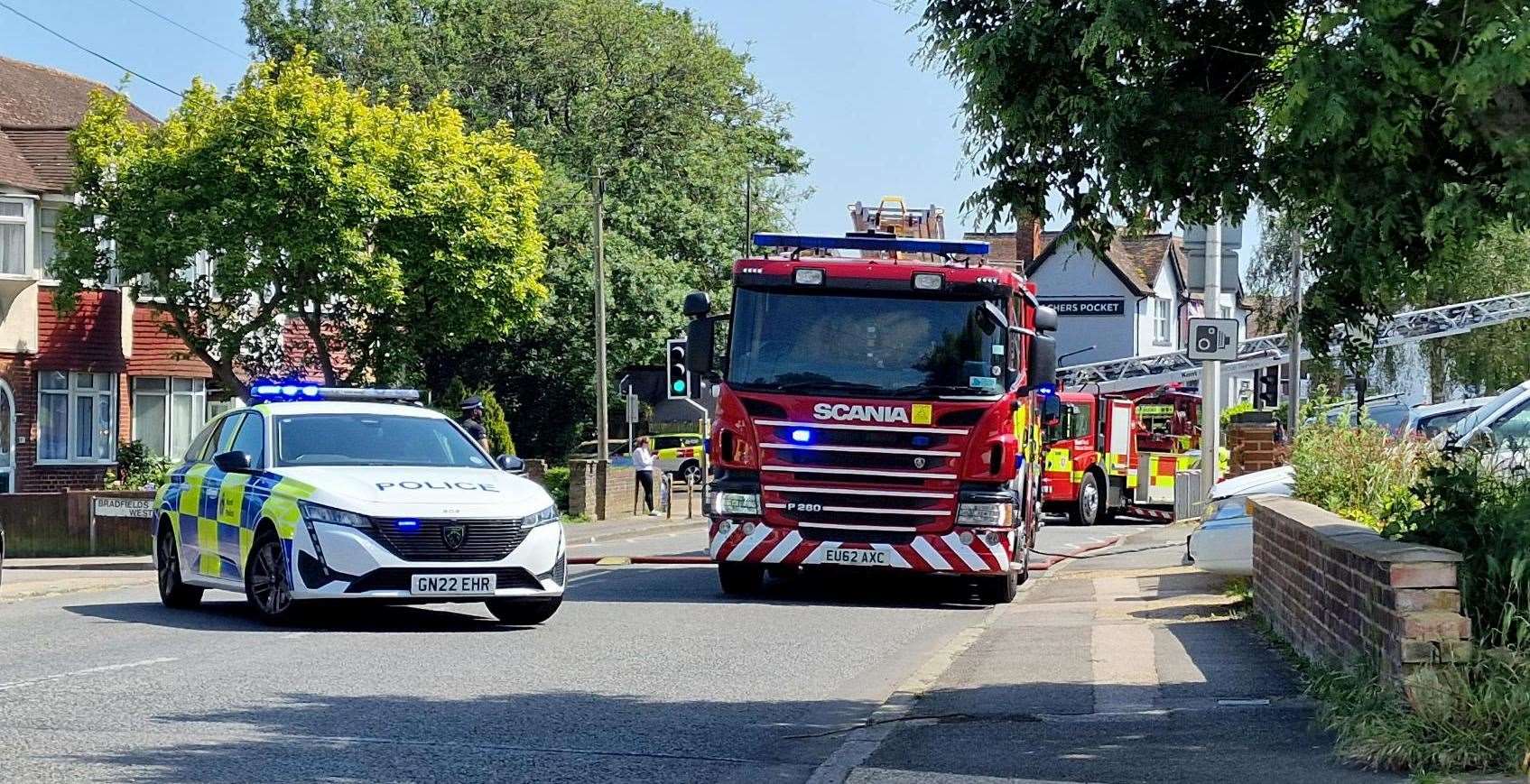 Fire crews tackled a blaze at a kebab shop in Walderslade Road, in Chatham. Photo: Phil Rains - Imaginative photography