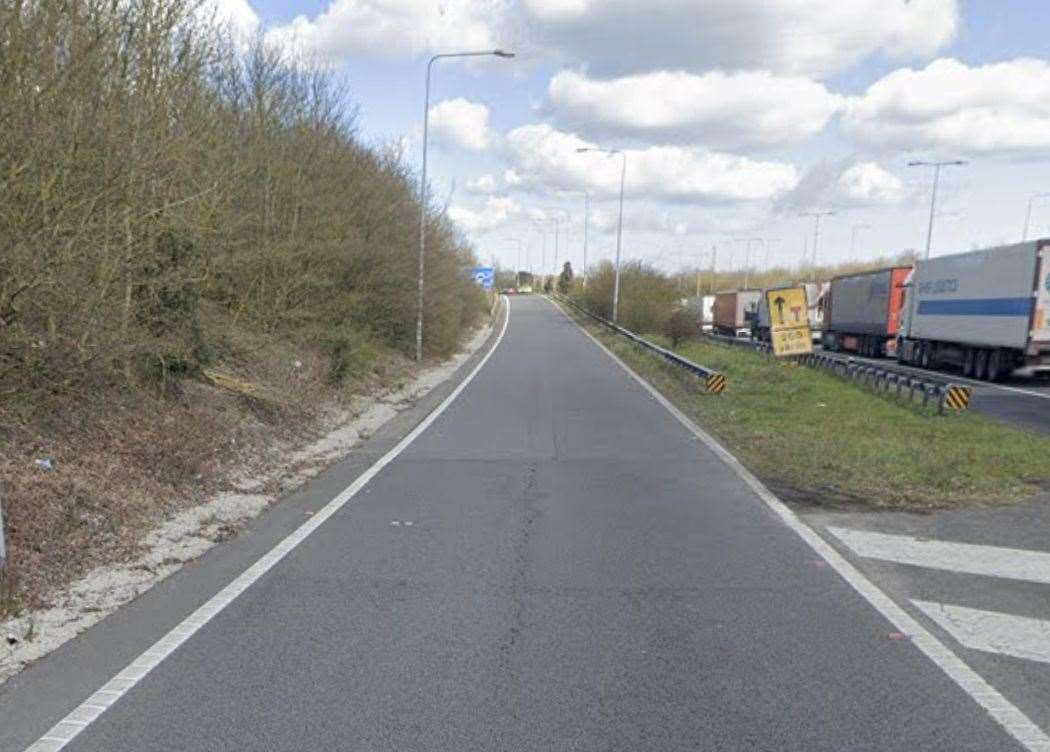 The M20 Junction 12 slip road has been closed after a car flipped on the roundabout. Picture: Google