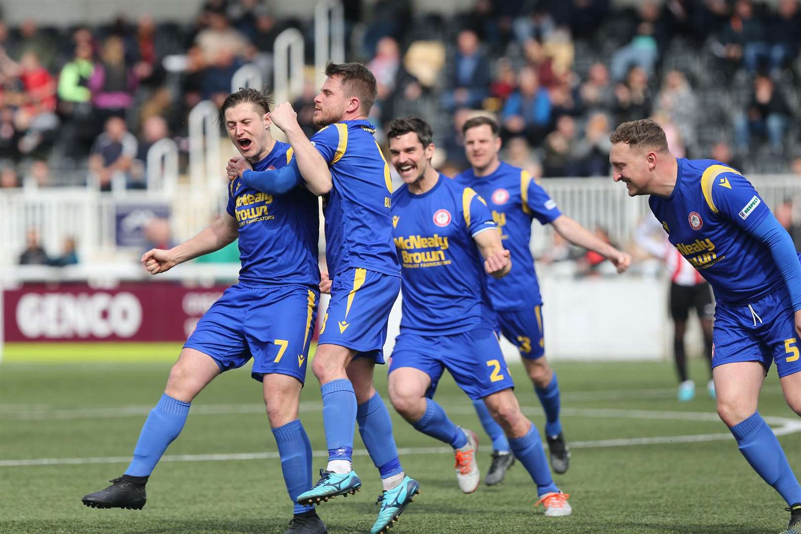 Jack Simon celebrates scoring for Hollands & Blair Picture: PSP Images