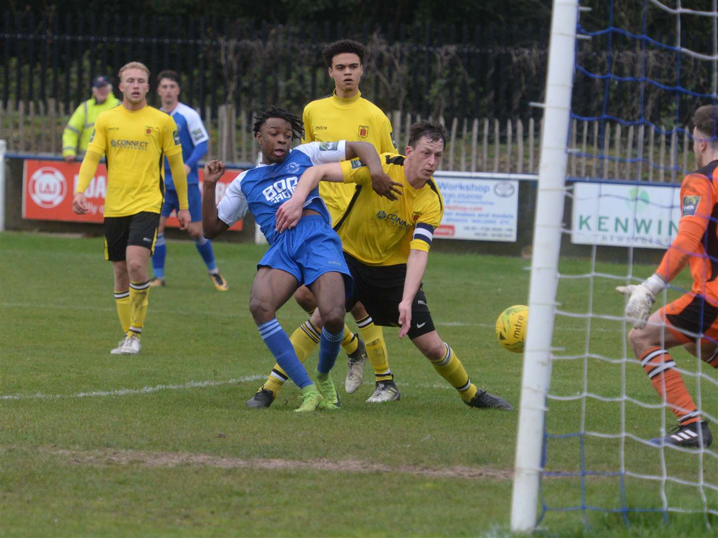 Raphe Brown clinches Herne Bay's victory over Faversham Picture: Chris Davey