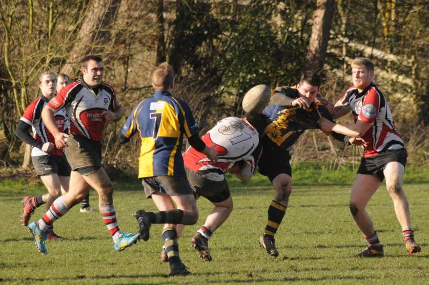 Sittingbourne and Sheppey's reserves go head-to-head earlier this year. Sittingbourne have rejected the chance to merge with their Swale rivals Picture: Paul Dennis