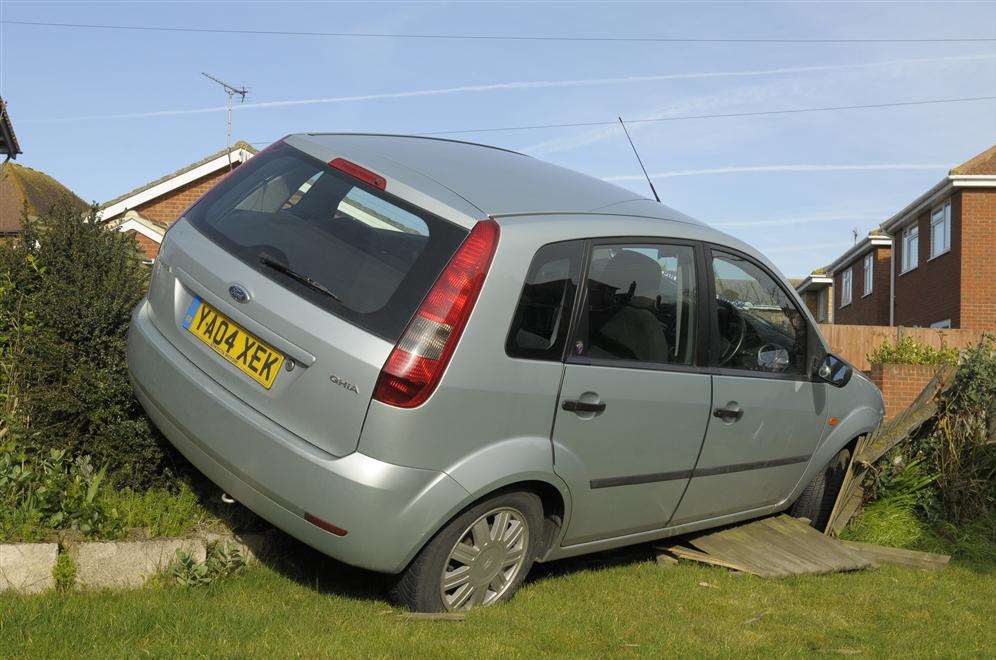 The car crashed through the garden fence of Sue Ktores in Reculver Road