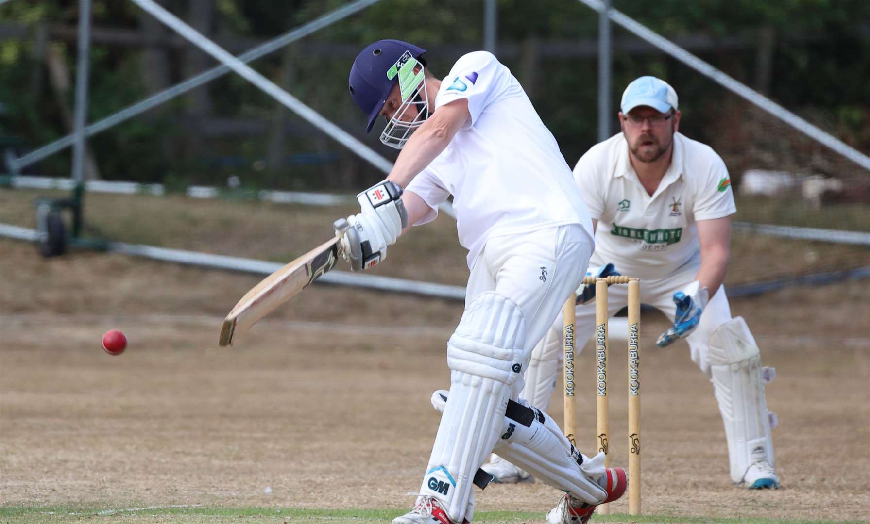 Kieran Savage cracks one down the ground on his way to his century against Sandhurst. Picture: Steve Savage