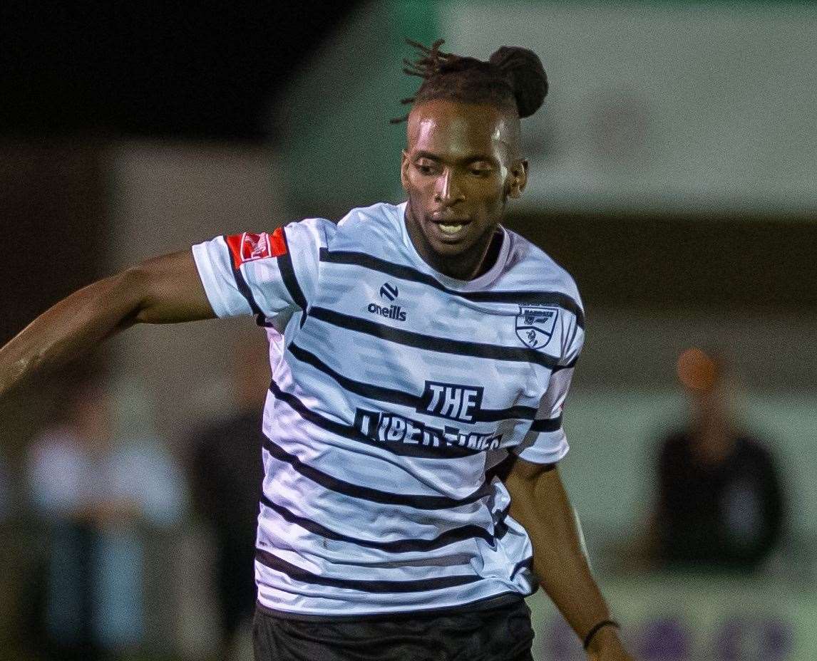 Margate striker Ibrahim Olutade scored twice in their win at Bognore Regis. Picture: Ian Scammell