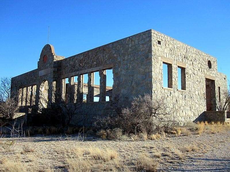 The ruins of the Kent Public School, the only one in a 37 mile radius