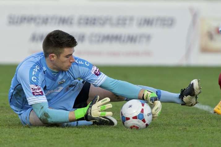 Dover goalkeeper Mitch Walker made his first appearance since getting injured against Dartford last September