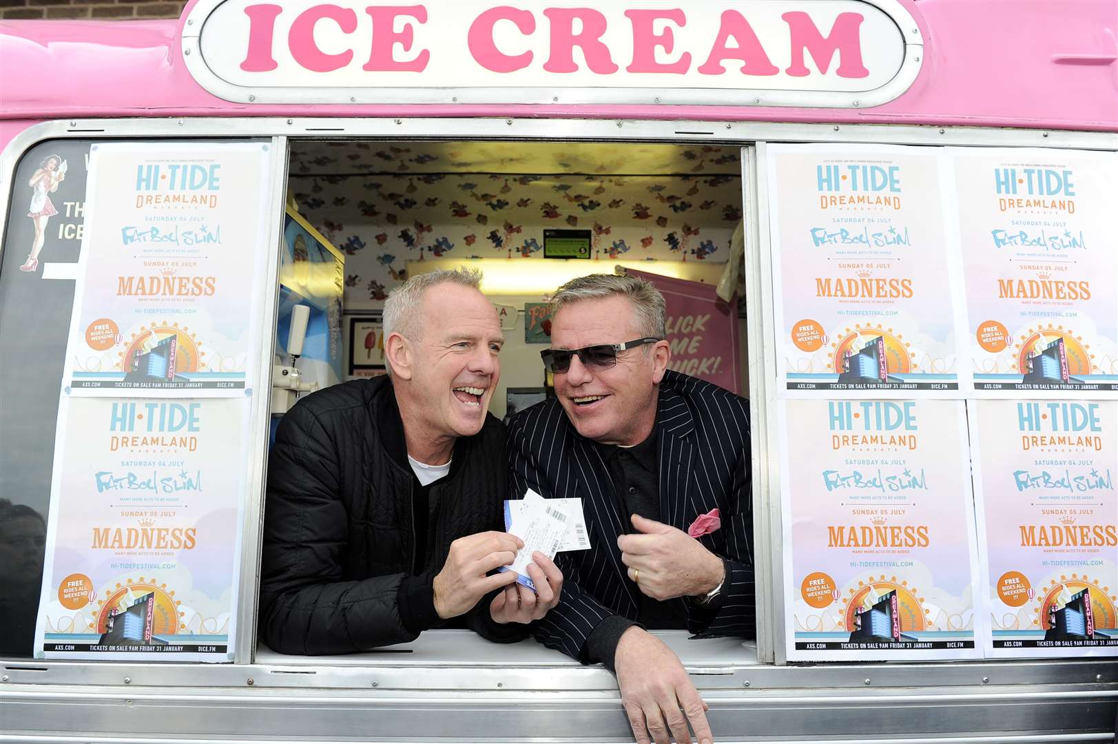 Norman Cook, aka Fatboy Slim, and Madness front man Suggs at Dreamland. Picture: Matt Kent