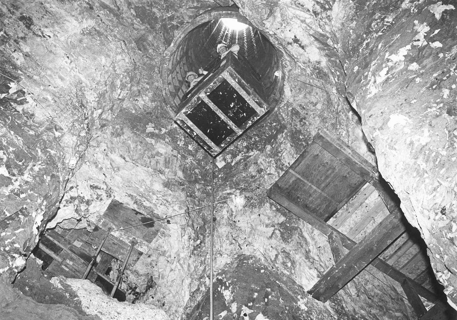 The dene hole in Frindsbury in 1990 - with the shaft showing the scale of what lies beneath our feet